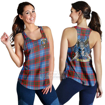 Skirving Tartan Women's Racerback Tanks with Family Crest Celtic Skull Style 4XL - Tartan Vibes Clothing