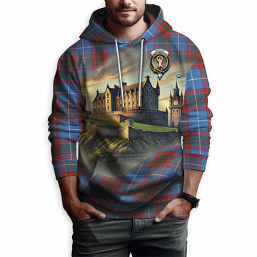 Skirving Tartan Family Crest Hoodie with Scottish Ancient Castle Style Pullover Hoodie - Tartan Vibes Clothing