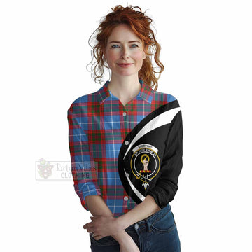 Skirving Tartan Women's Casual Shirt with Family Crest Circle Style Female - Tartan Vibes Clothing