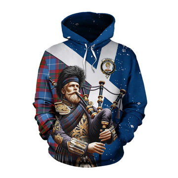 Skirving Tartan Cotton Hoodie with Family Crest Scottish Bagpiper Vibes Pullover Hoodie XS - Tartan Vibes Clothing