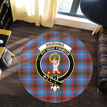 Skirving Tartan Round Rug with Family Crest Premium Round Rug - Tartan Vibes Clothing