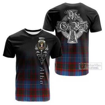Skirving Tartan Cotton T-shirt Featuring Alba Gu Brath Family Crest Celtic Inspired