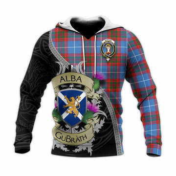 Skirving Tartan Family Crest Knitted Hoodie Lion Rampant Royal Thistle Shield Celtic Inspired Unisex Knitted Pullover Hoodie - Tartan Vibes Clothing