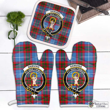 Skirving Tartan Combo Oven Mitt & Pot-Holder with Family Crest Combo 2 Oven Mitt & 1 Pot-Holder Black - Tartan Vibes Clothing