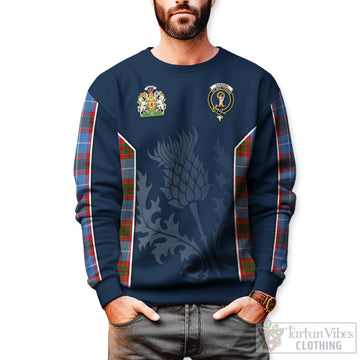 Skirving Tartan Sweatshirt with Family Crest and Scottish Thistle Vibes Sport Style Unisex - Tartan Vibes Clothing