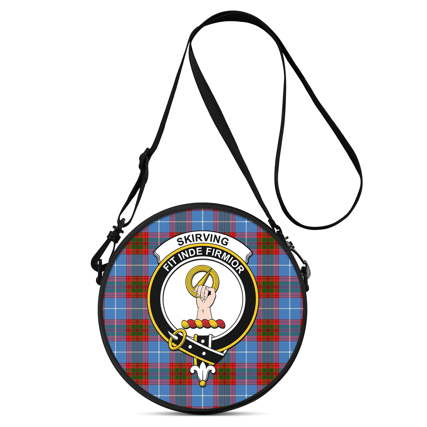 Skirving Tartan Round Satchel Bags with Family Crest One Size 9*9*2.7 inch - Tartan Vibes Clothing