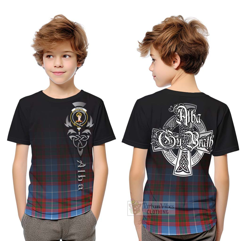 Skirving Tartan Kid T-Shirt Featuring Alba Gu Brath Family Crest Celtic Inspired Youth XL Size14 - Tartan Vibes Clothing