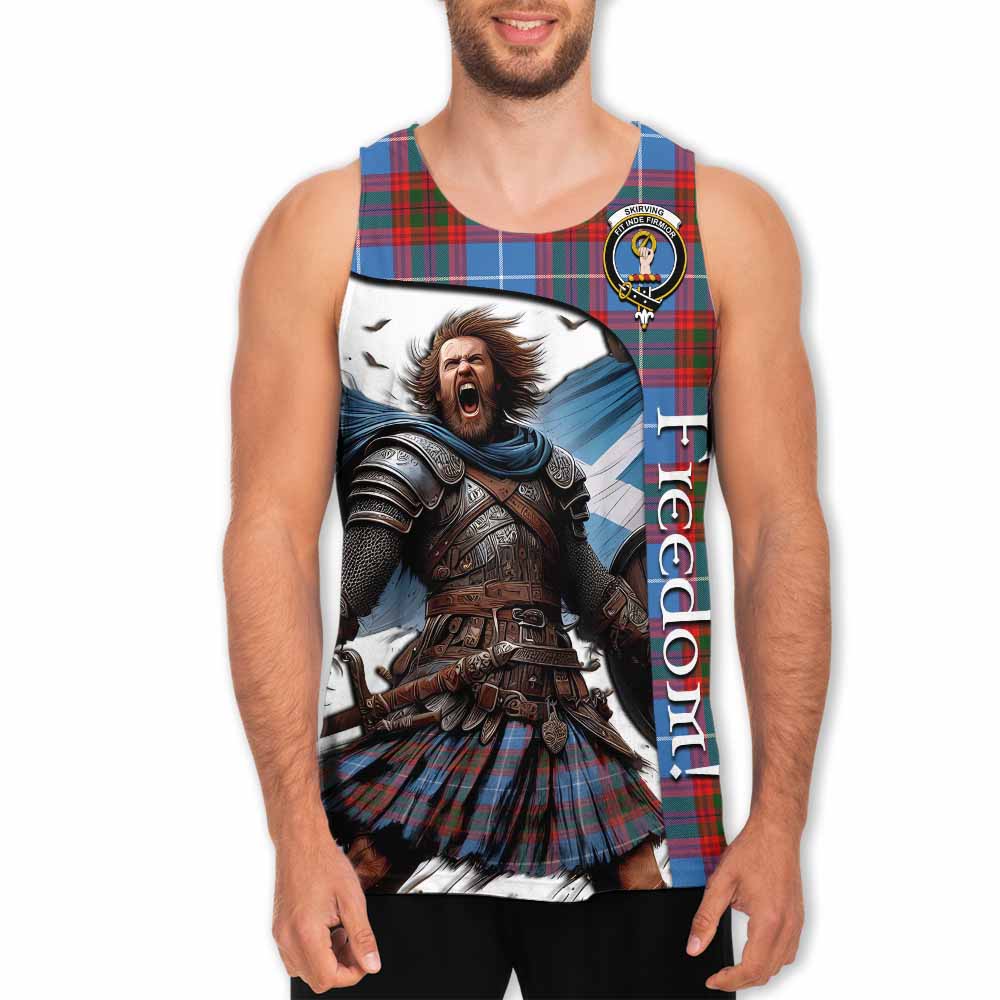 Tartan Vibes Clothing Skirving Crest Tartan Men's Tank Top Inspired by the Freedom of Scottish Warrior
