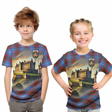 Skirving Tartan Family Crest Kid T-Shirt with Scottish Ancient Castle Style Youth XL Size14 - Tartan Vibes Clothing