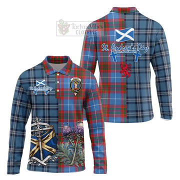 Skirving Tartan Long Sleeve Polo Shirt Happy St. Andrew's Day Half Tartan Style Unisex - Tartan Vibes Clothing