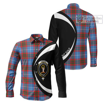 Skirving Tartan Long Sleeve Button Up with Family Crest Circle Style Men's Shirt S - Tartan Vibes Clothing