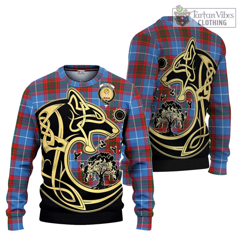 Skirving Tartan Ugly Sweater with Family Crest Celtic Wolf Style Unisex - Tartan Vibes Clothing