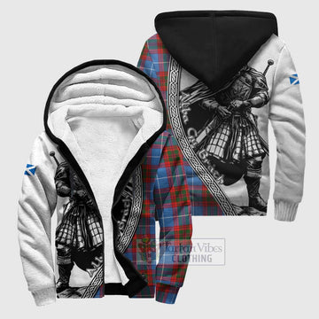 Skirving Tartan Clan Crest Sherpa Hoodie with Highlander Warrior Celtic Style Unisex S - Tartan Vibes Clothing