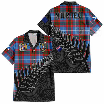Tartan Vibes Clothing Skirving Crest Tartan Short Sleeve Button Shirt with New Zealand Silver Fern Half Style