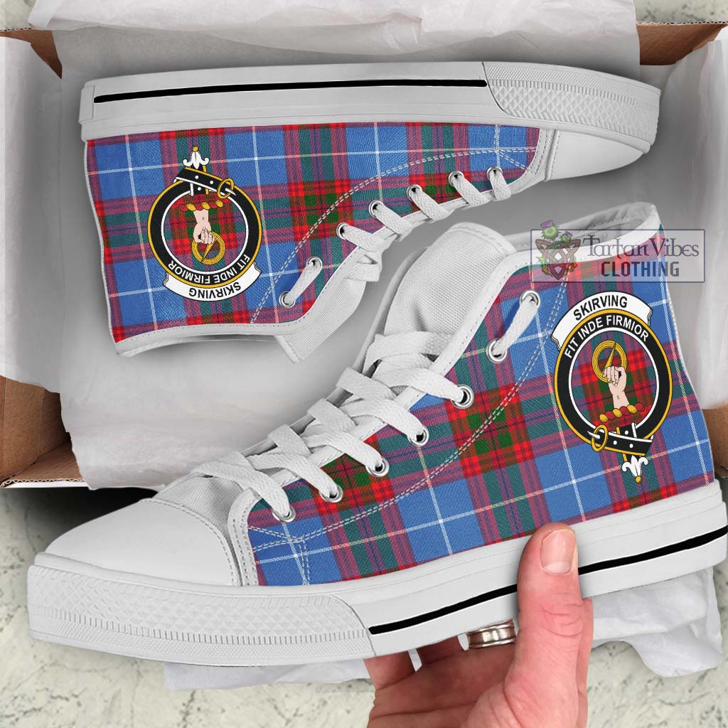 Skirving Tartan High Top Shoes with Family Crest Kid High Top - White Sole - Tartan Vibes Clothing