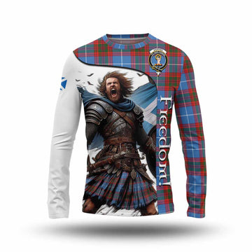 Tartan Vibes Clothing Skirving Crest Tartan Long Sleeve T-Shirt Inspired by the Freedom of Scottish Warrior