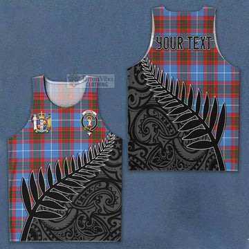 Tartan Vibes Clothing Skirving Crest Tartan Men's Tank Top with New Zealand Silver Fern Half Style