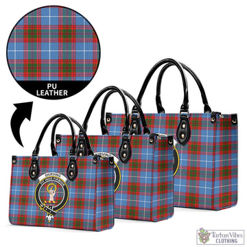 Skirving Tartan Luxury Leather Handbags with Family Crest L - Tartan Vibes Clothing