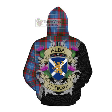 Skirving Tartan Family Crest Cotton Hoodie Lion Rampant Royal Thistle Shield Celtic Inspired Pullover Hoodie - Tartan Vibes Clothing