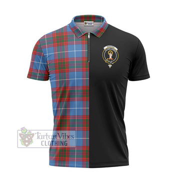 Skirving Tartan Zipper Polo Shirt with Family Crest and Half Of Me Style - Tartan Vibes Clothing