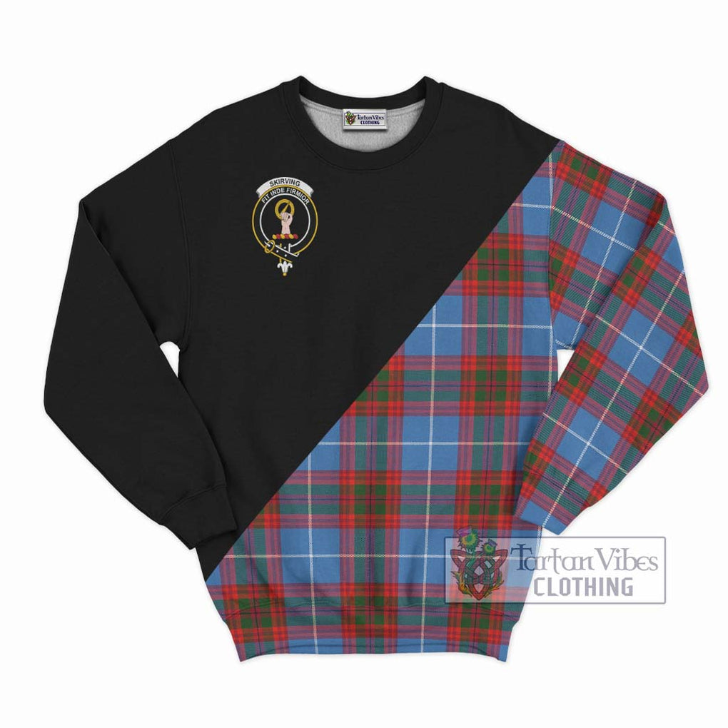 Skirving Tartan Sweatshirt with Family Crest and Military Logo Style - Tartan Vibes Clothing