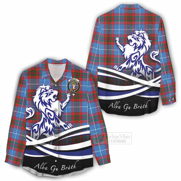 Skirving Tartan Women's Casual Shirt with Alba Gu Brath Regal Lion Emblem - Tartan Vibes Clothing