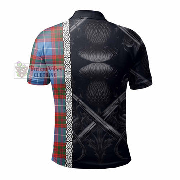 Skirving Tartan Polo Shirt with Family Crest Cross Sword Thistle Celtic Vibes - Tartan Vibes Clothing