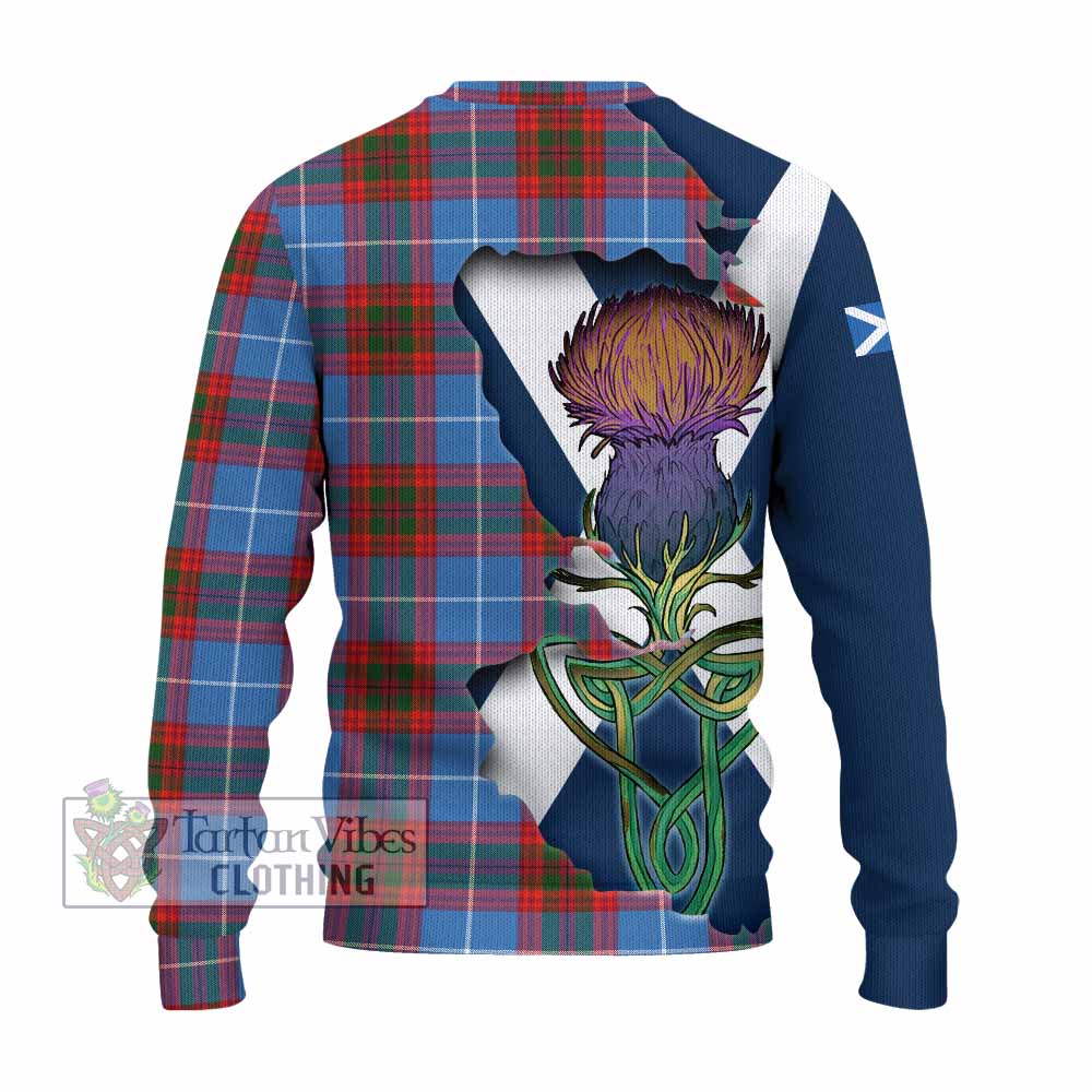 Tartan Vibes Clothing Skirving Tartan Family Crest Knitted Sweater Scottish Thistle Celtic Inspired
