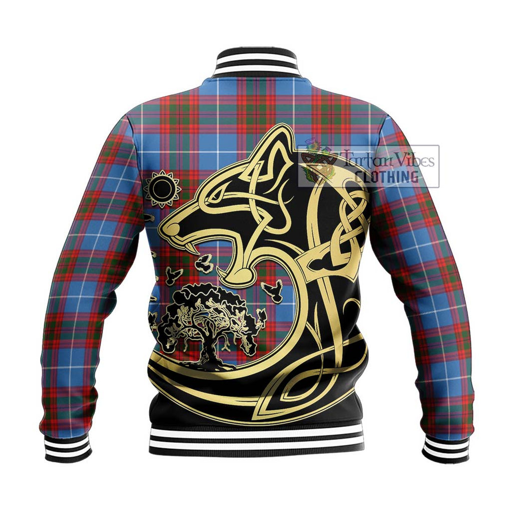 Skirving Tartan Baseball Jacket with Family Crest Celtic Wolf Style - Tartan Vibes Clothing