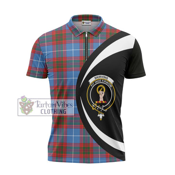 Skirving Tartan Zipper Polo Shirt with Family Crest Circle Style - Tartan Vibes Clothing