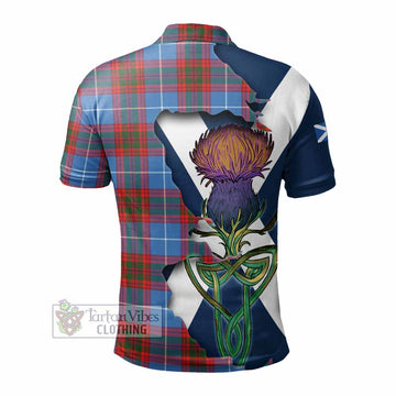 Tartan Vibes Clothing Skirving Tartan Family Crest Polo Shirt Scottish Thistle Celtic Inspired
