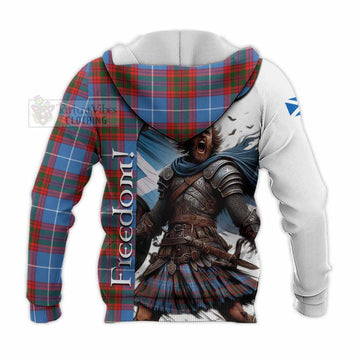 Tartan Vibes Clothing Skirving Crest Tartan Knitted Hoodie Inspired by the Freedom of Scottish Warrior