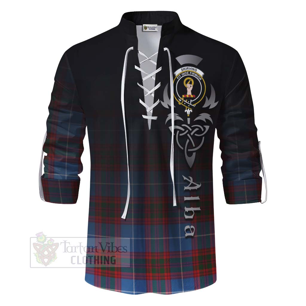 Tartan Vibes Clothing Skirving Tartan Ghillie Kilt Shirt Featuring Alba Gu Brath Family Crest Celtic Inspired