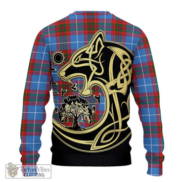 Skirving Tartan Ugly Sweater with Family Crest Celtic Wolf Style - Tartan Vibes Clothing