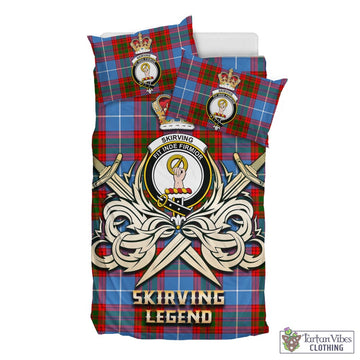 Tartan Vibes Clothing Skirving Tartan Bedding Set with Clan Crest and the Golden Sword of Courageous Legacy