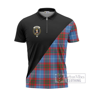 Skirving Tartan Zipper Polo Shirt with Family Crest and Military Logo Style - Tartan Vibes Clothing