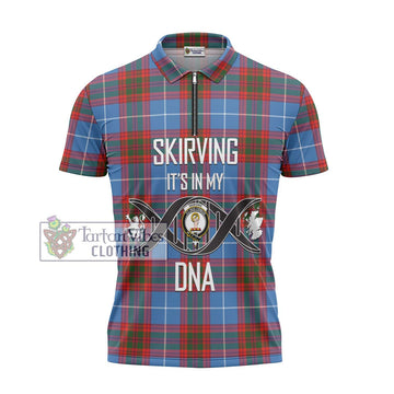 Skirving Tartan Zipper Polo Shirt with Family Crest DNA In Me Style - Tartan Vibes Clothing