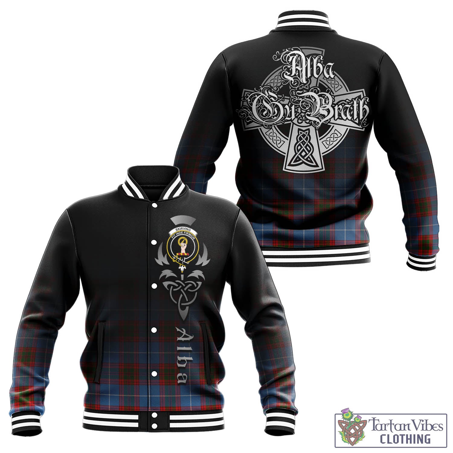 Skirving Tartan Baseball Jacket Featuring Alba Gu Brath Family Crest Celtic Inspired - Tartan Vibes Clothing