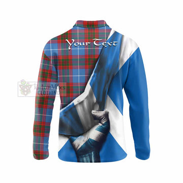 Skirving Tartan Long Sleeve Polo Shirt with Family Crest Scotland Patriotic Style - Tartan Vibes Clothing
