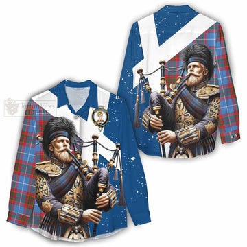 Skirving Tartan Women's Casual Shirt with Family Crest Scottish Bagpiper Vibes - Tartan Vibes Clothing