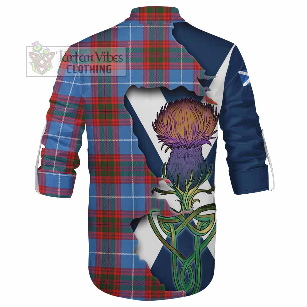 Tartan Vibes Clothing Skirving Tartan Family Crest Ghillie Kilt Shirt Scottish Thistle Celtic Inspired