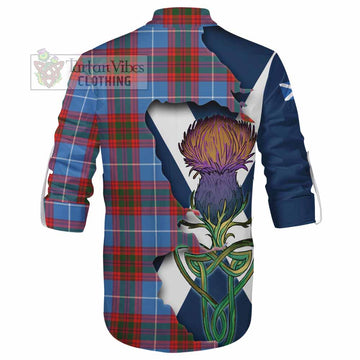 Tartan Vibes Clothing Skirving Tartan Family Crest Ghillie Kilt Shirt Scottish Thistle Celtic Inspired
