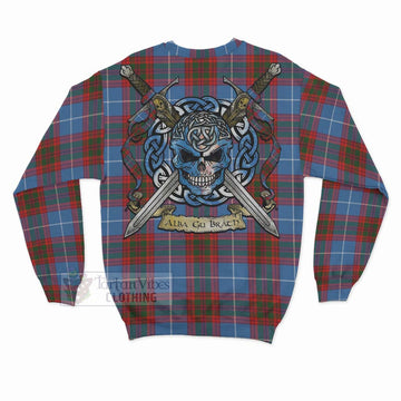 Skirving Tartan Sweatshirt with Family Crest Celtic Skull Style - Tartan Vibes Clothing