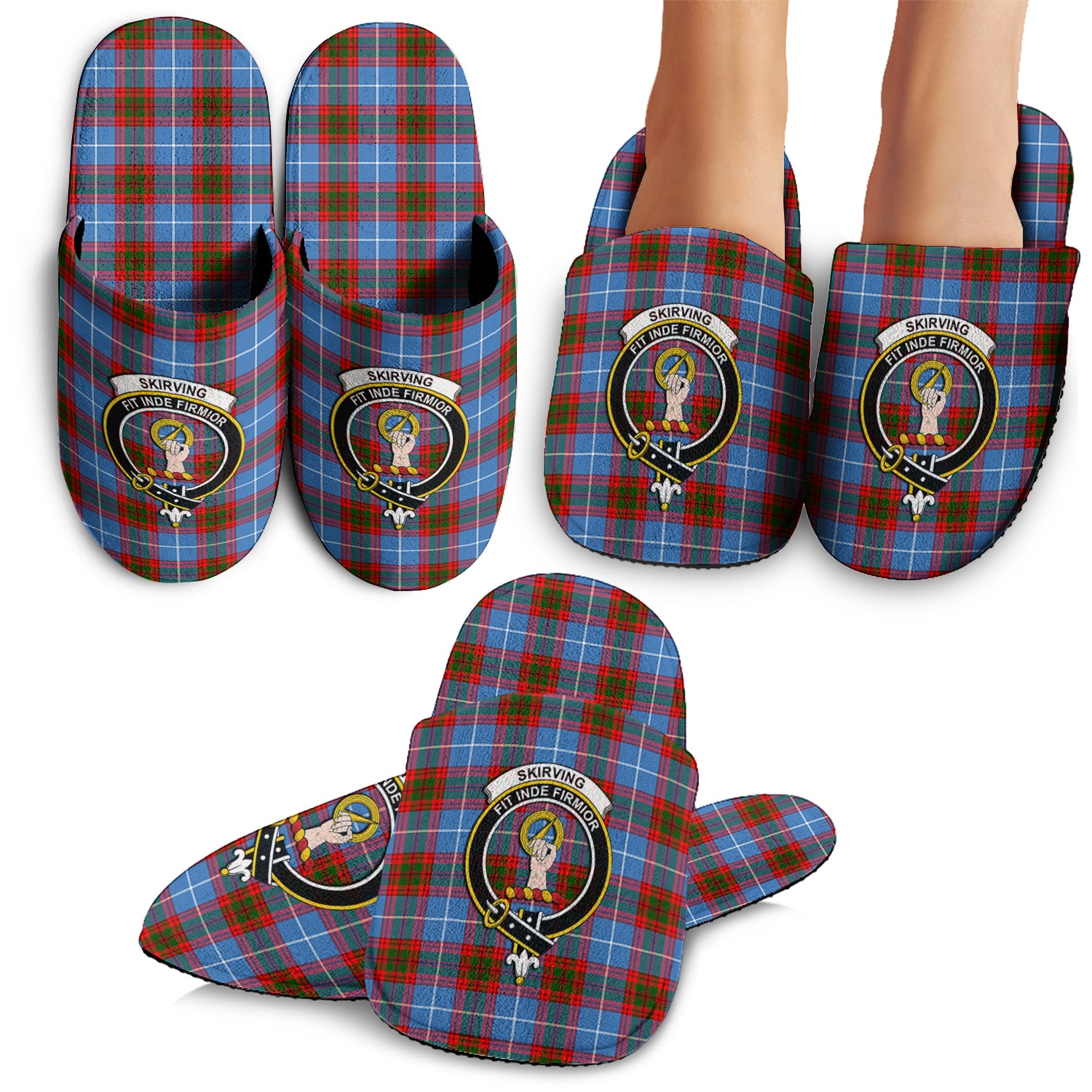 Skirving Tartan Home Slippers with Family Crest - Tartan Vibes Clothing