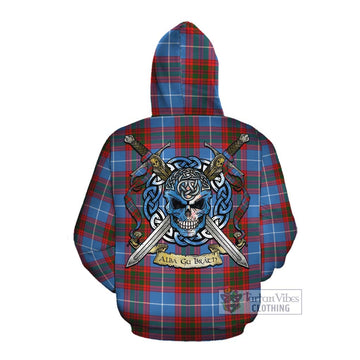 Skirving Tartan Cotton Hoodie with Family Crest Celtic Skull Style Pullover Hoodie - Tartan Vibes Clothing