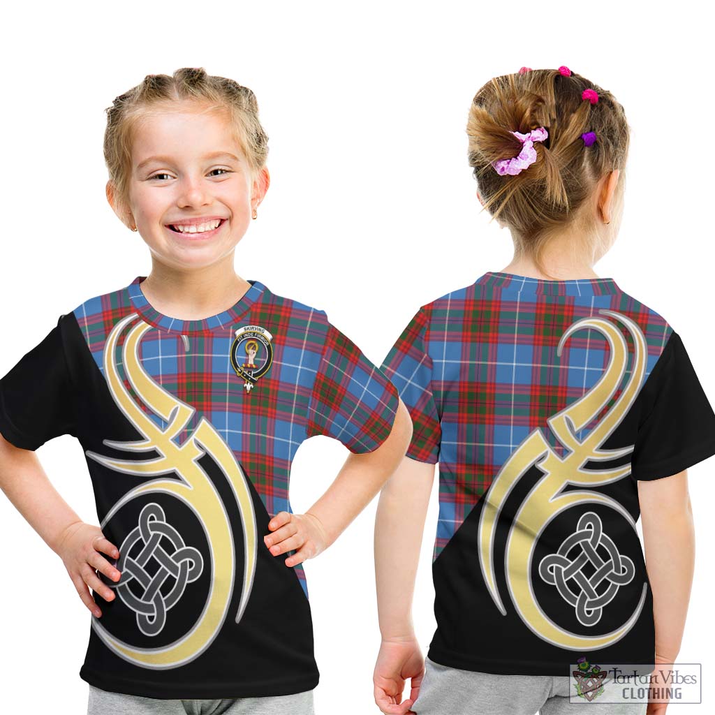 Skirving Tartan Kid T-Shirt with Family Crest and Celtic Symbol Style - Tartan Vibes Clothing