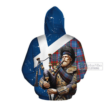 Skirving Tartan Cotton Hoodie with Family Crest Scottish Bagpiper Vibes Pullover Hoodie - Tartan Vibes Clothing