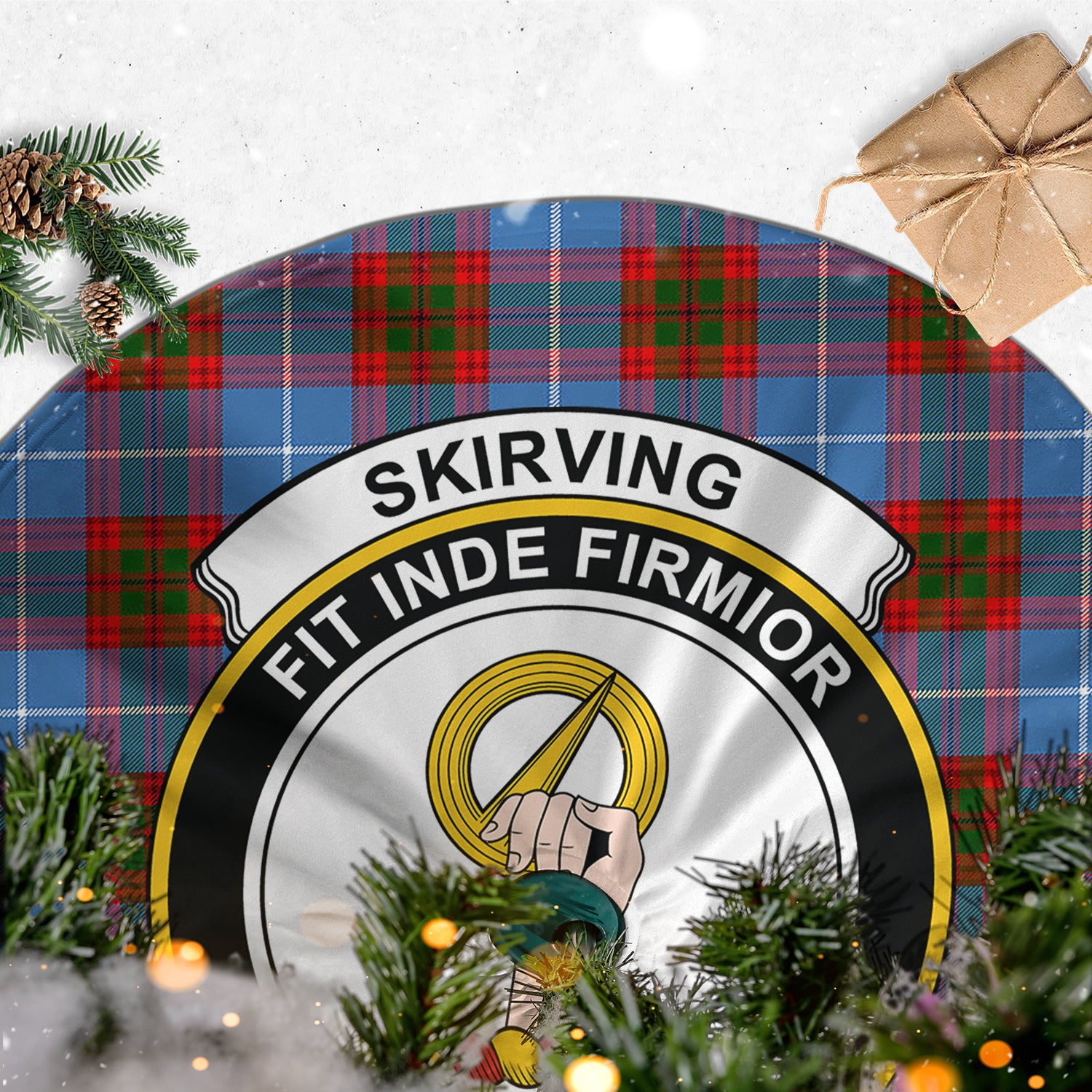 Skirving Tartan Christmas Tree Skirt with Family Crest - Tartan Vibes Clothing