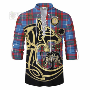 Skirving Tartan Ghillie Kilt Shirt with Family Crest Celtic Wolf Style - Tartan Vibes Clothing
