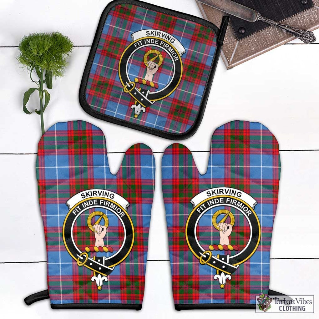 Skirving Tartan Combo Oven Mitt & Pot-Holder with Family Crest Black - Tartan Vibes Clothing